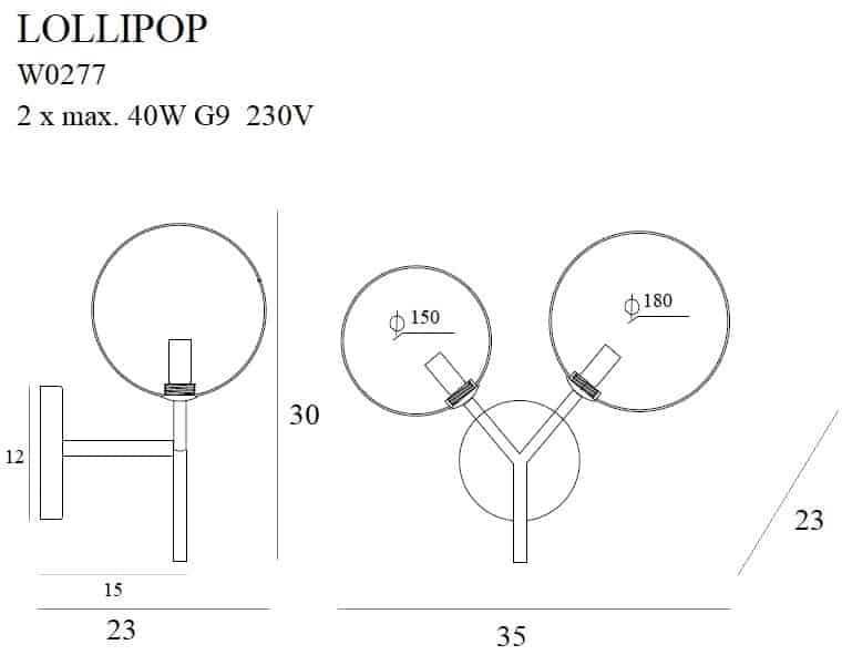 LOLLIPOP W0277 KINKIET CZARNY MaxLight