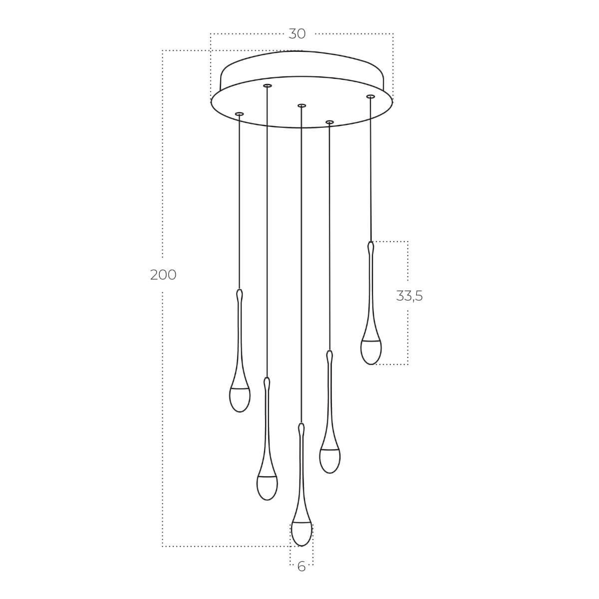 Lampa wisząca DALMA 5 GD złota AZ6008 AZZARDO