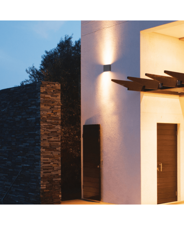 E238 OUTDOOR SCONCE 2X3W 3000K ALUMINUM GRAPHITE IP65 Zambelis Lights