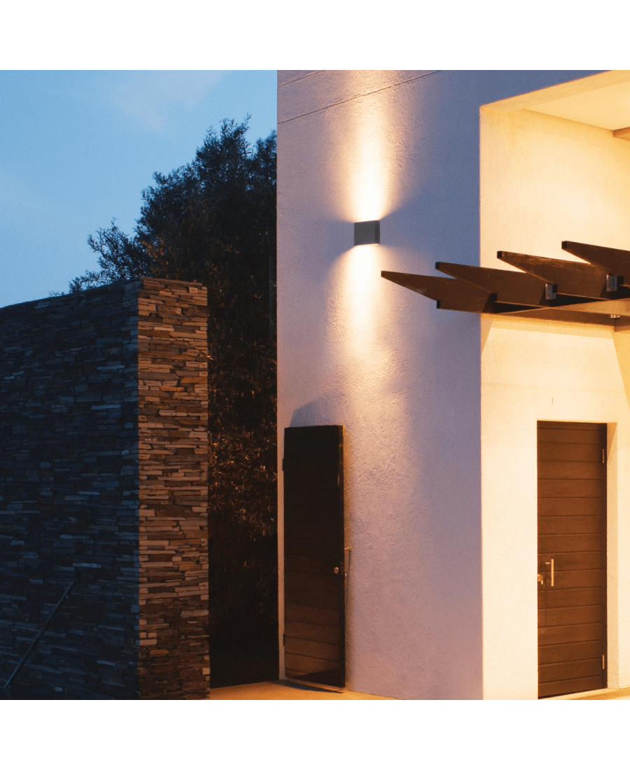 E238 OUTDOOR SCONCE 2X3W 3000K ALUMINUM GRAPHITE IP65 Zambelis Lights