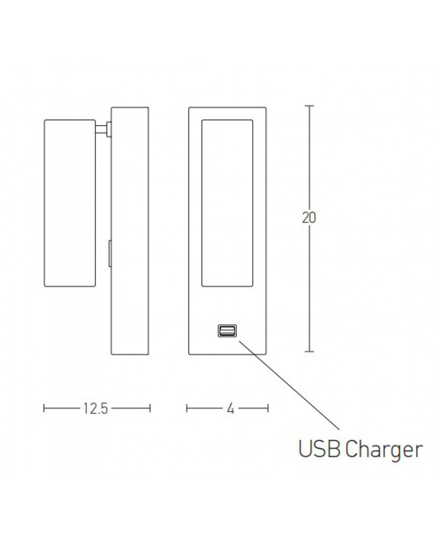 H35 HOTEL SCONCE LED 3W BLACK MATT - USB Zambelis Lights