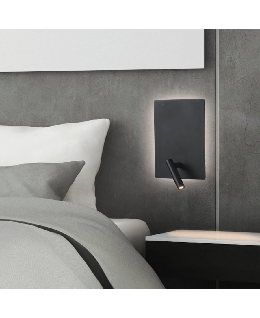 H41 HOTEL SCONCE LED 3W+5W 3000K BLACK MATT Zambelis Lights