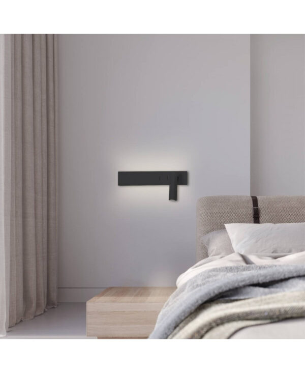 H54 HOTEL SCONCE LED 3W+10W BLACK MATT Zambelis Lights