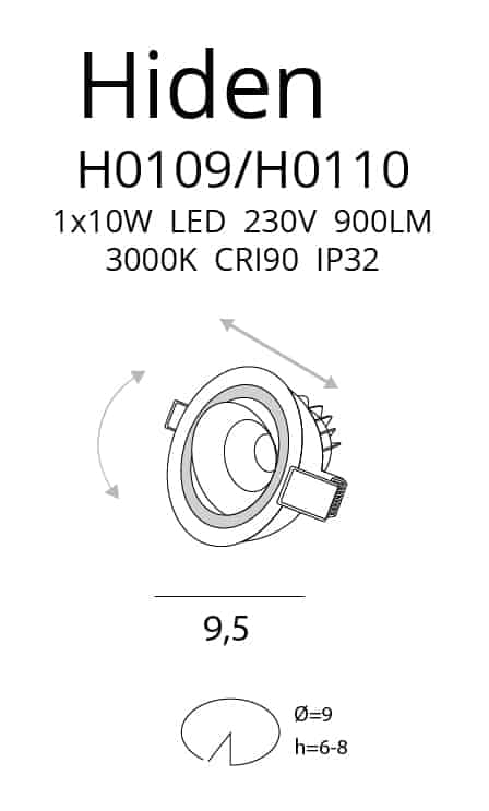 HIDEN H0110 OPRAWA HALOGENOWA CZARNA MaxLight