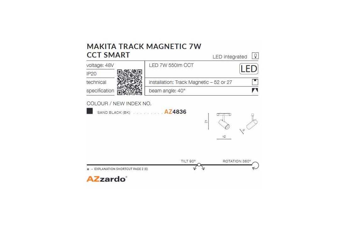 Alfa MAKITA TRACK MAGNETIC 7W CCT SMART AZ4837 AZZARDO