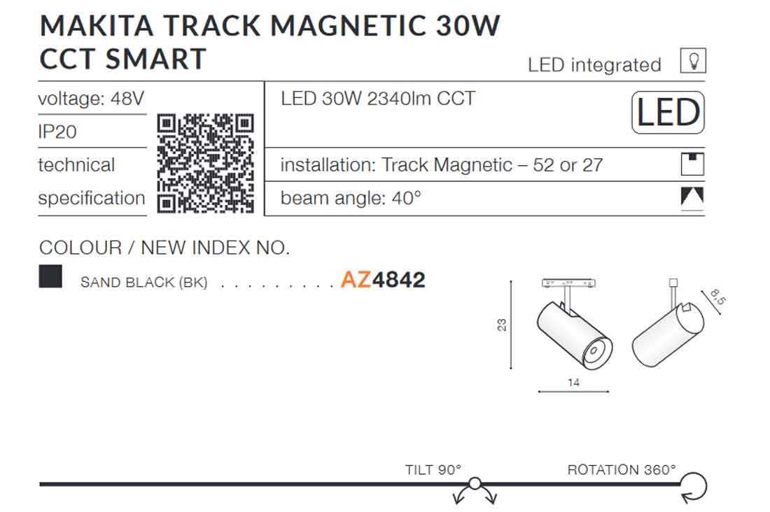Alfa MAKITA TRACK MAGNETIC 30W CCT SMART AZ4843 AZZARDO