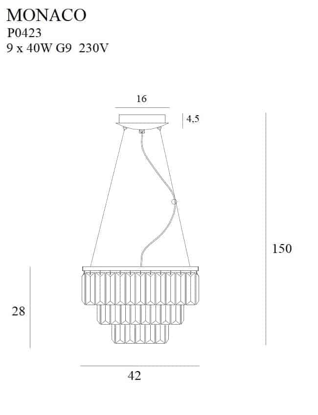 MONACO P0423 LAMPA WISZĄCA ZŁOTA MaxLight