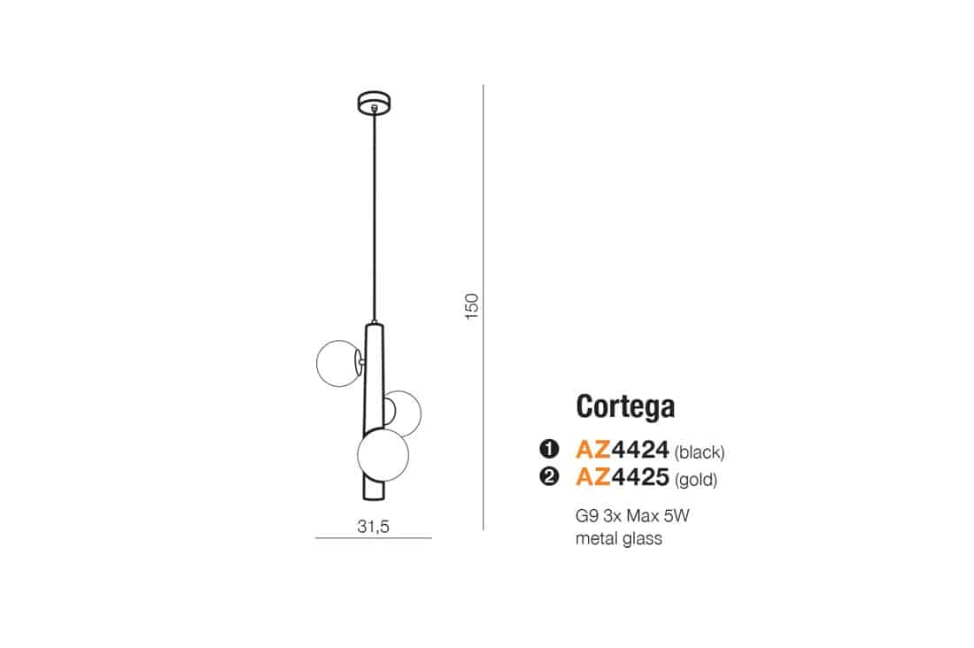 Lampa wisząca Cortega (gold) AZ4425 AZZARDO