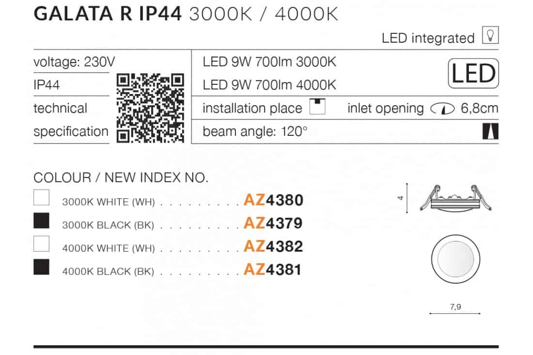 Galata R 3000K (white) AZ4380 IP44 AZZARDO
