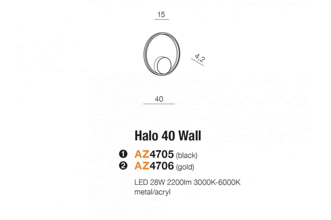 Kinkiet HALO 40 WALL czarna AZ4705 Azzardo