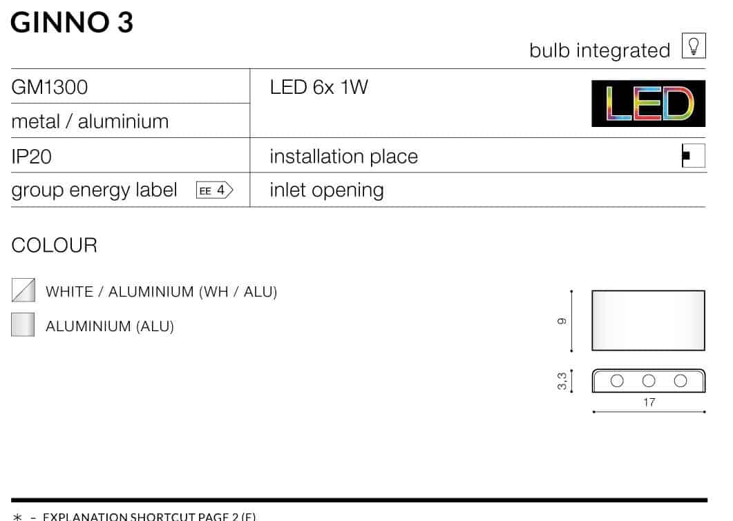 Kinkiet Ginno 3 AZ0766 Aluminium AZZARDO