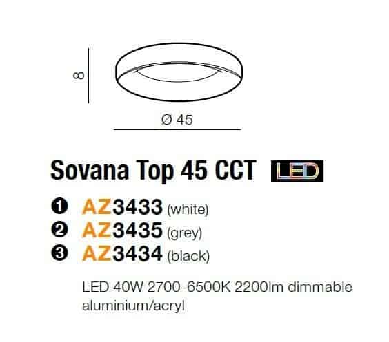 Plafon SOVANA TOP 45 CCT szara z pilotem AZ3435 Azzardo