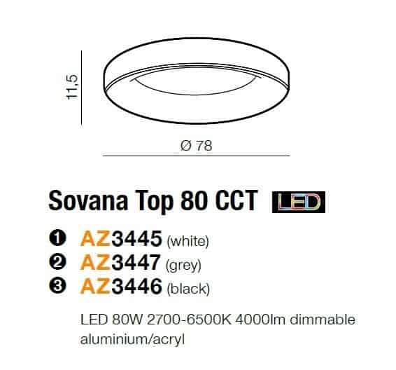 Plafon SOVANA TOP 80 CCT szara z pilotem AZ3447 Azzardo