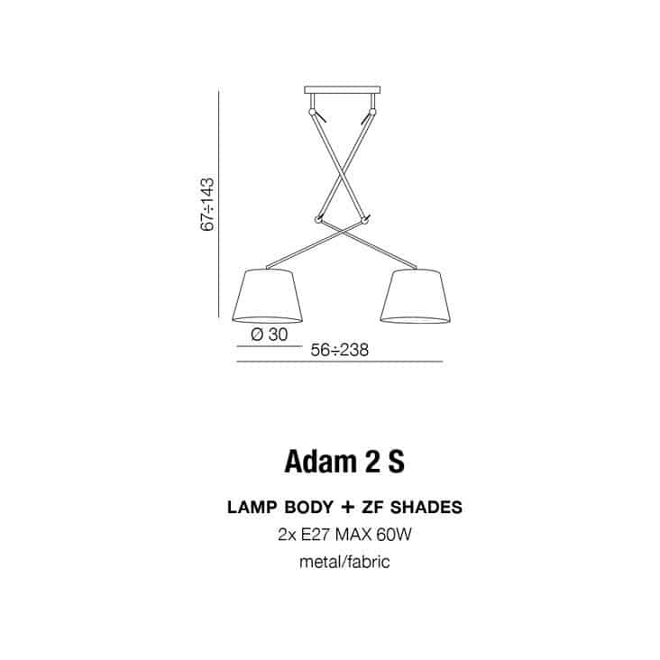 Lampa wisząca ADAM 2S PENDANT white AZ1842+AZ2588 śr.30cm AZZARDO