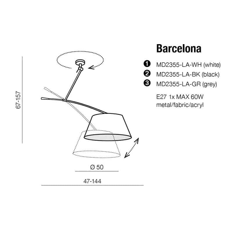 Lampa wisząca BARCELONA GREY AZ2288+AZ2591 AZZARDO