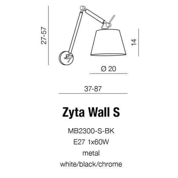 Kinkiet ZYTA WALL S grey AZ1844+AZ2598 śr.20cm AZZARDO