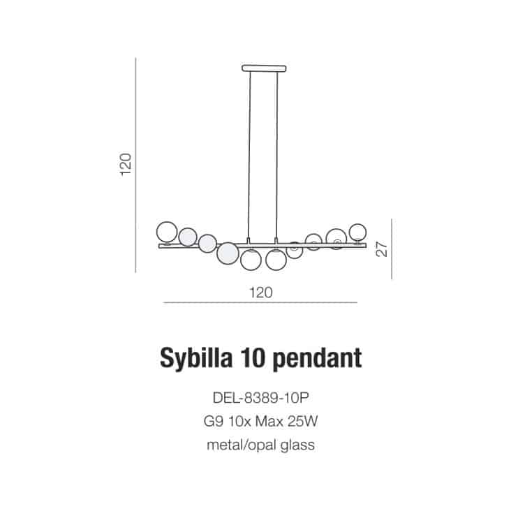 Lampa wisząca SYBILLA 10 PENDANT chromowana AZ2100 Azzardo