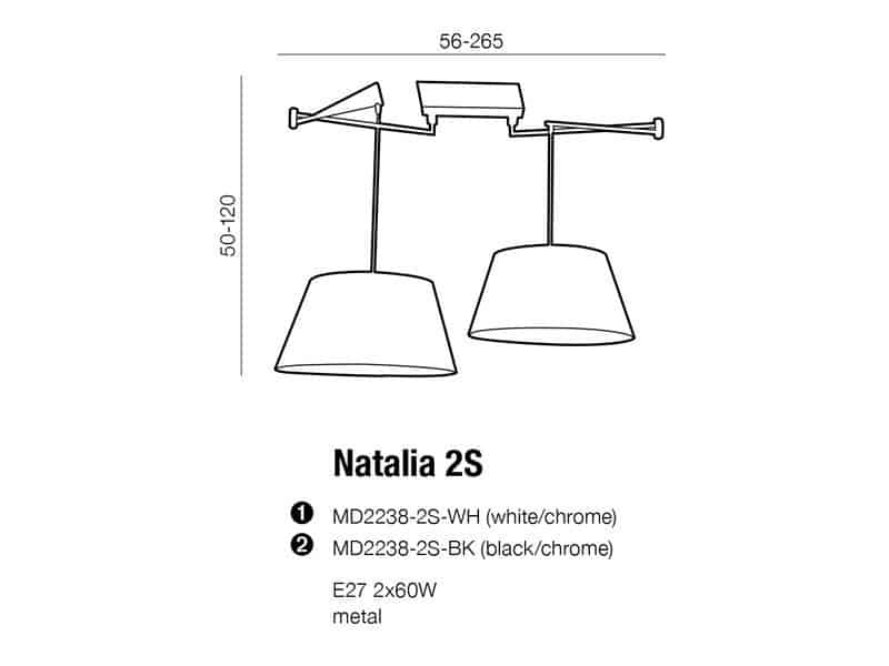 Lampa wisząca NATALIA 2 S BLACK AZ1923+AZ2590 AZZARDO