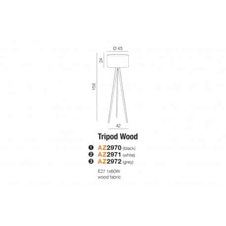 Lampa podłogowa TRIPOD WOOD AZ3013+AZ3014 white AZZARDO