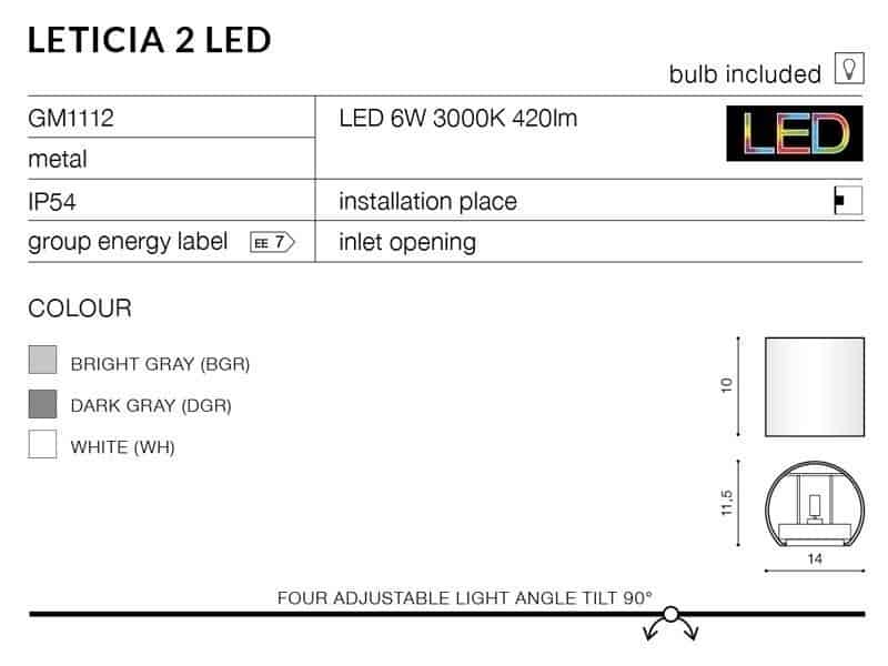 Kinkiet LETICIA 2 LED AZ2190 AZZARDO