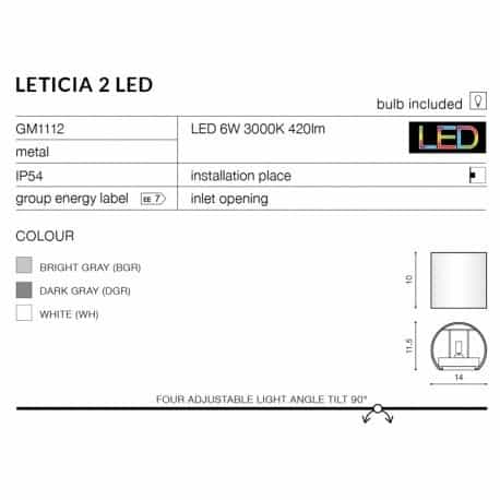 Kinkiet LETICIA 2 LED AZ2188 AZZARDO