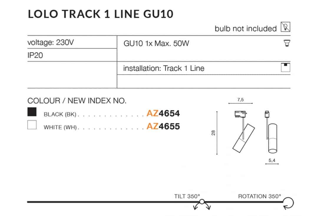 Lolo Track 1Line GU10 (white) AZ4655 AZZARDO