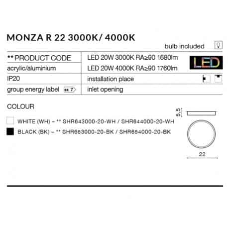 Plafon MONZA R 22 AZ2263 AZZARDO biała ciepła