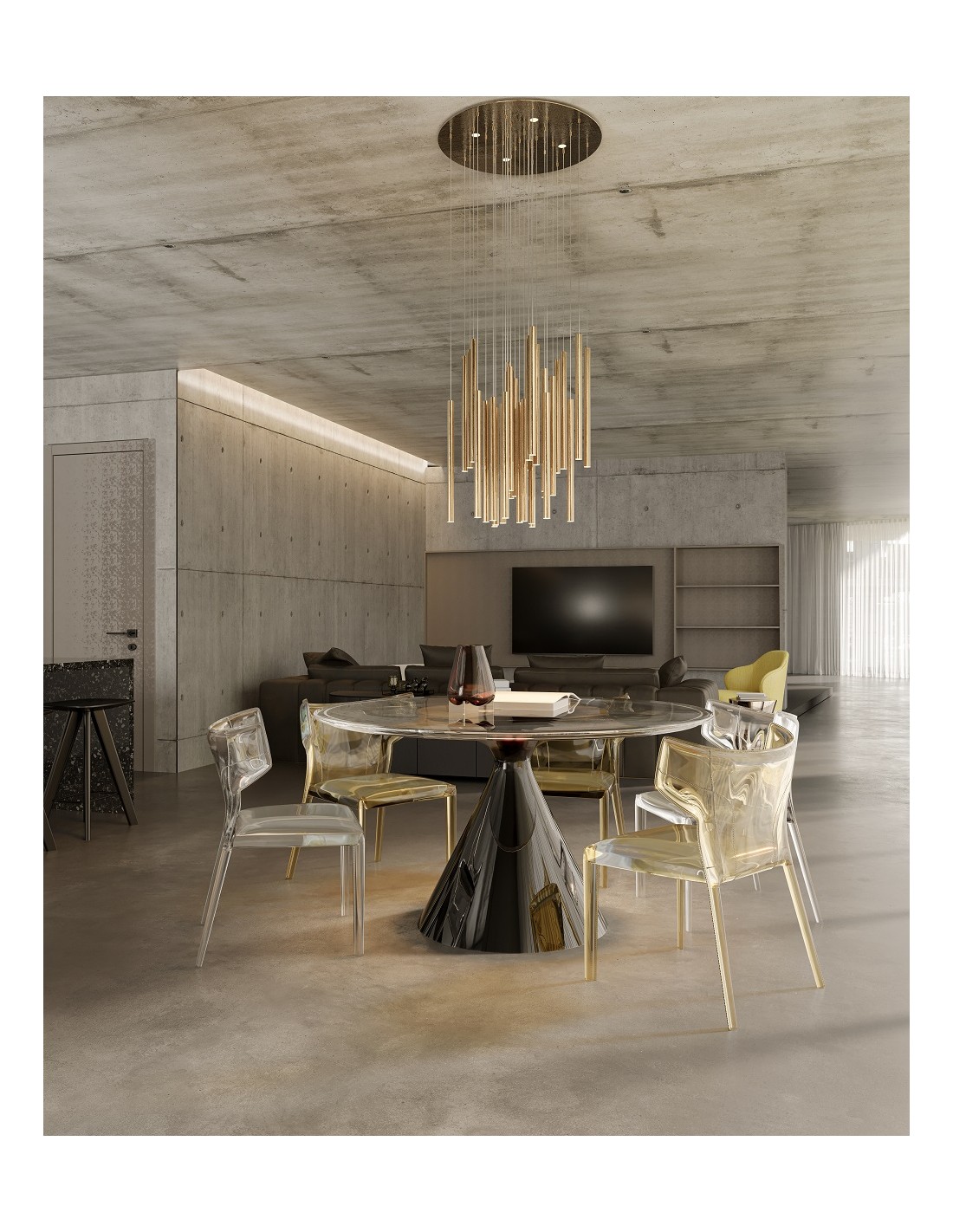 Organic P0476D Lampa Wisząca Złota Ściemnialna MaxLight