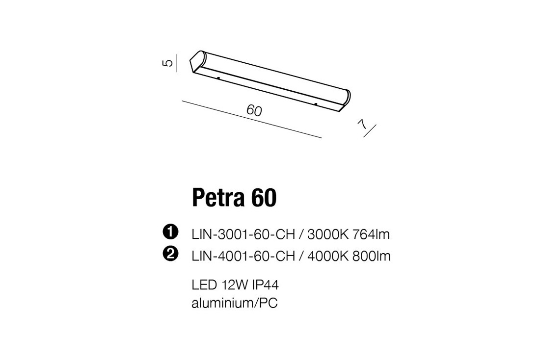 Kinkiet PETRA 60 CHROME AZ2472 IP44 AZZARDO ciepła