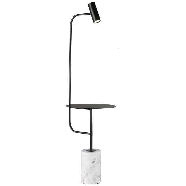 Lampa podłogowa ze stolikiem VINCENT czarna 146 cm ST-7027F black Step into Design