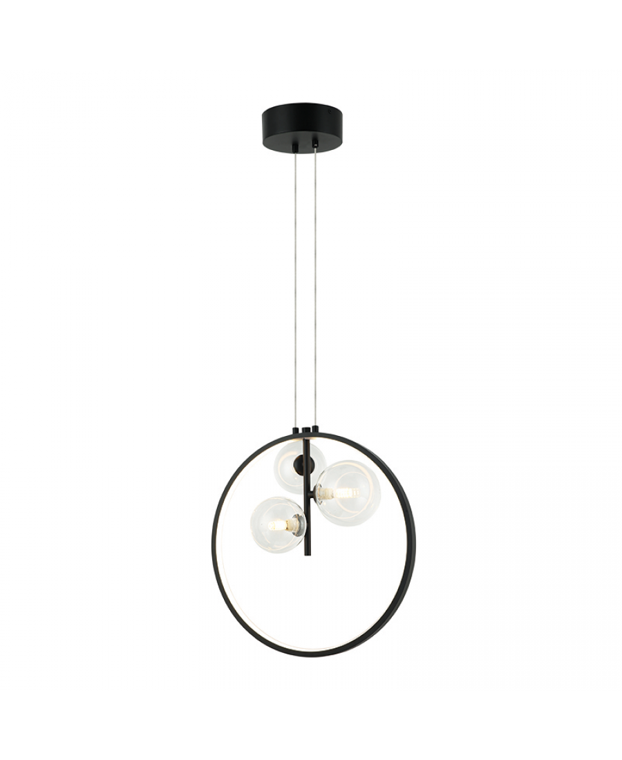 22064 PENDANT LED LIGHT 20W +3 XG9 METAL-GLASS BLACK Zambelis Lights