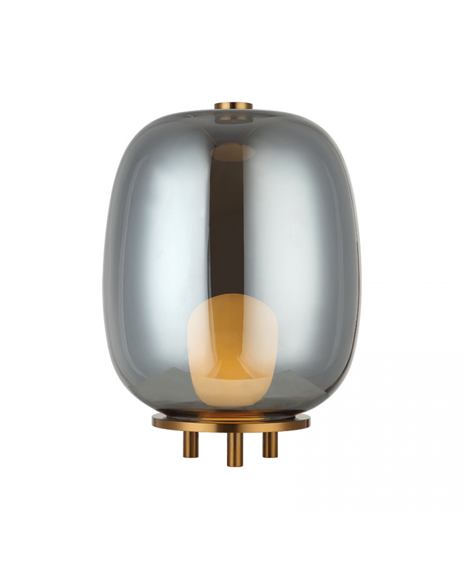 22066 TABLE LAMP 1XG9 SMOKED GLASS - GOLD MAT METAL FOR INTERIOR SPACES Zambelis Lights