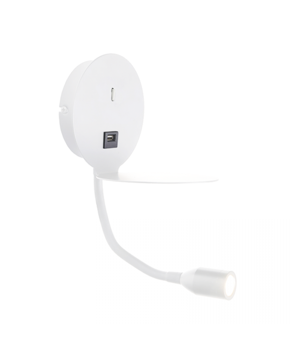 H58 HOTEL SCONCE LED 3W USB WHITE MATT Zambelis Lights