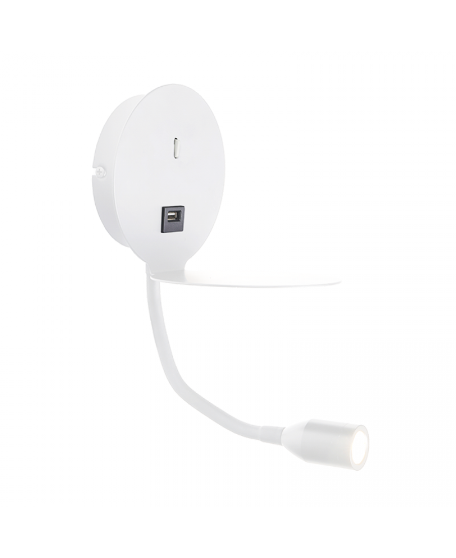H58 HOTEL SCONCE LED 3W USB WHITE MATT Zambelis Lights