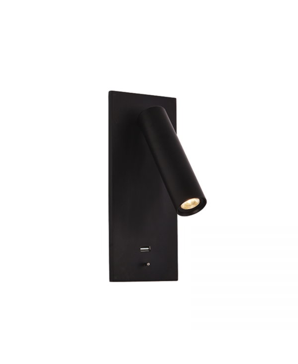 H65 HOTEL LED RECESSED LAMP 3W 3000K ALUMINUM - METAL WITH USB MATT BLACK Zambelis Lights