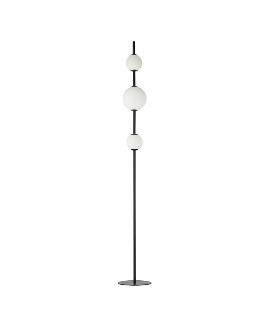 20135 LED FLOOR LIGHT 12W 3000K BLACK MATT METAL - OPAL GLASS Zambelis Lights