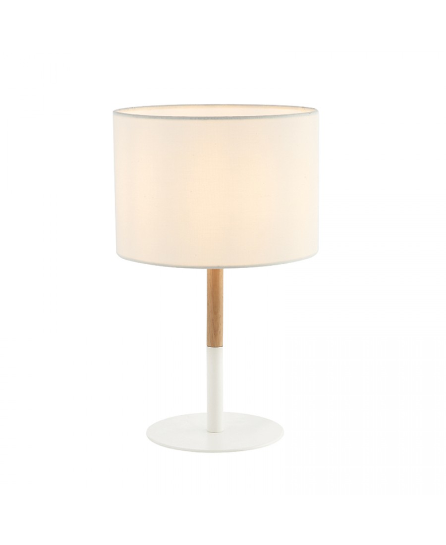 20215 TABLE LAMP E14 MAX 40W METAL & WOOD & FABRIC MATERIAL WHITE SWITCH FOR INTERIOR SPACES Zambelis Lights