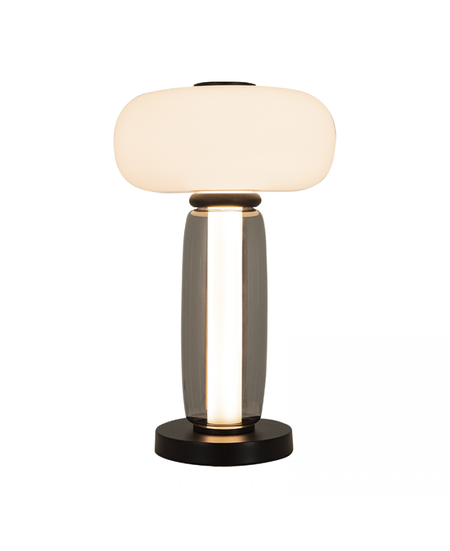 23085 TABLE LED LIGHT 23W 3000K BLACK METAL - SMOKED & OPAL GLASS Zambelis Lights