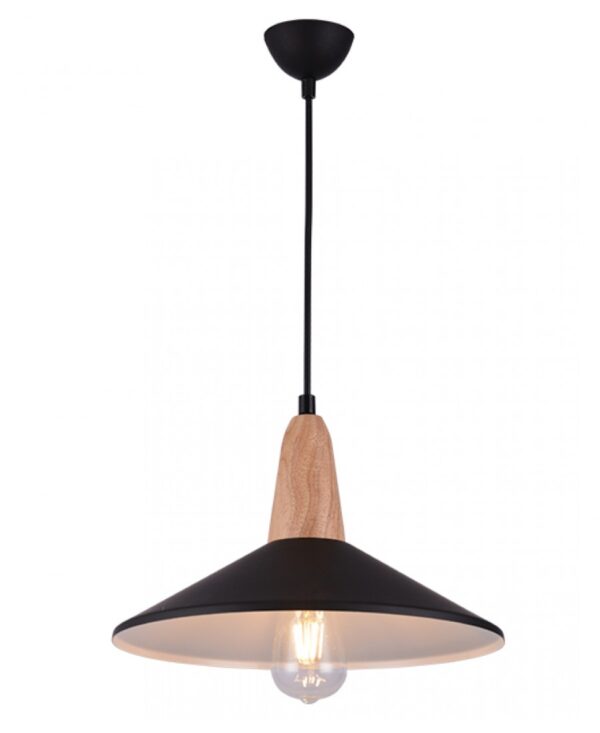 180085 PENDANT LIGHT 1XE27 BLACK-WOOD Zambelis Lights