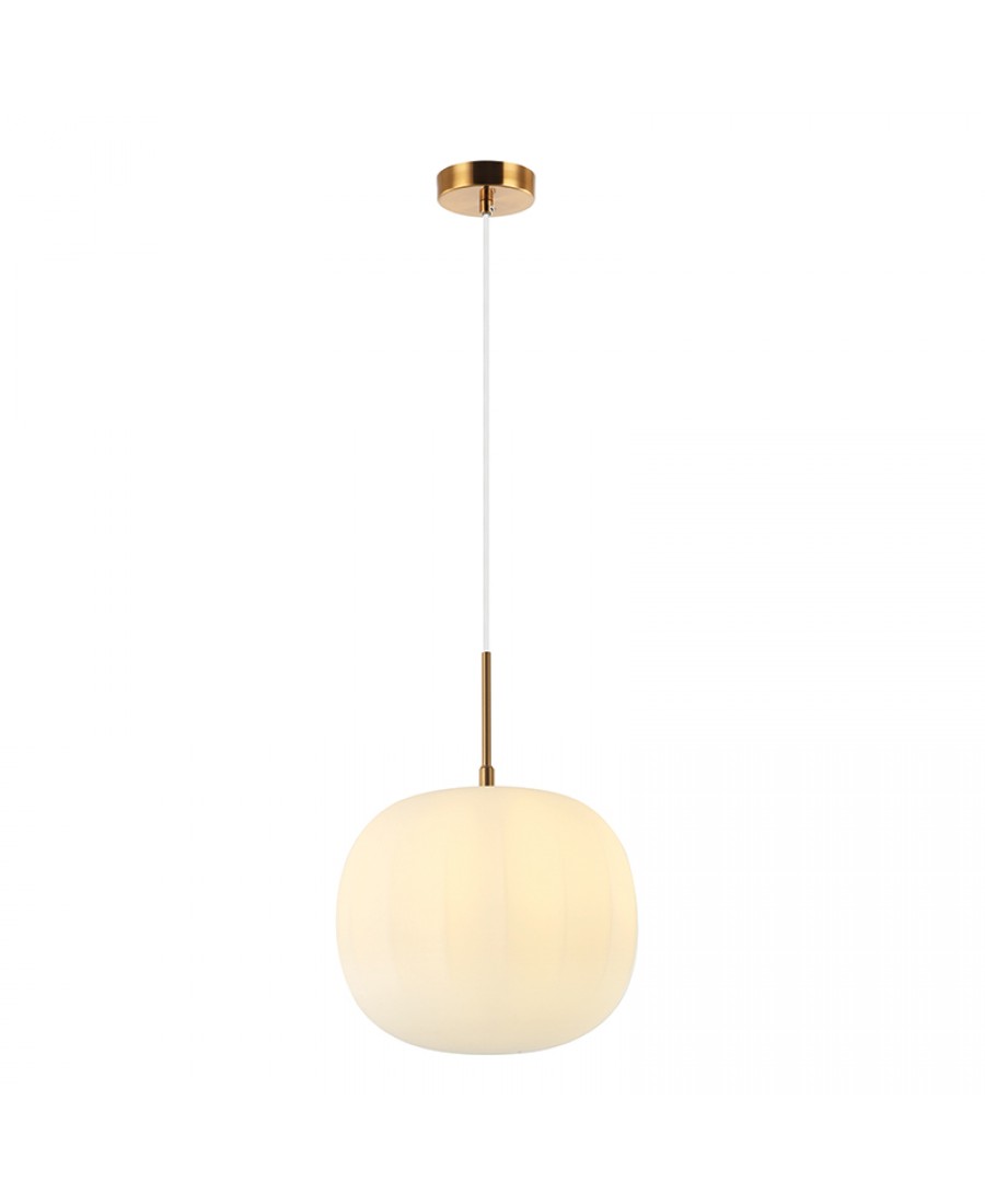 20124 GLASS PENDANT LAMP 40W 1X E27 OPAL GLASS & ANCIENT BRASS Zambelis Lights
