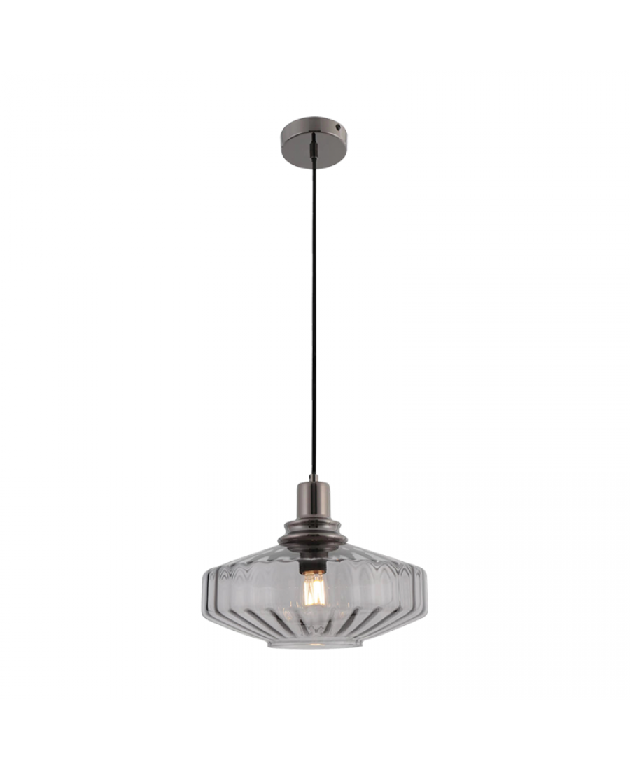 23012 PENDANT LIGHT E27 MAX 40W METAL-GLASS ANODISED DARK GREY Zambelis Lights