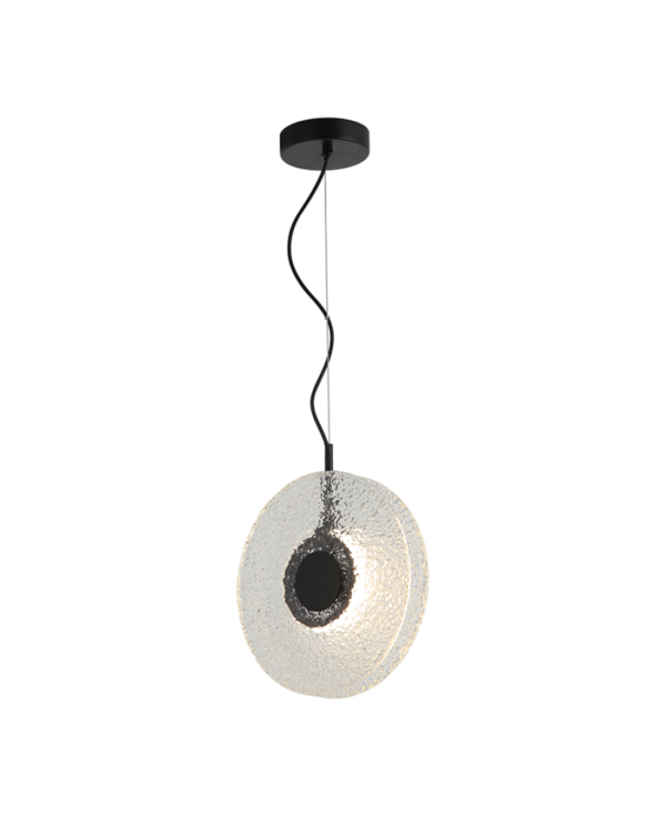 23073 PENDANT LED LIGHT 8W 3000K METAL-GLASS, BLACK-CLEAR GLASS Zambelis Lights
