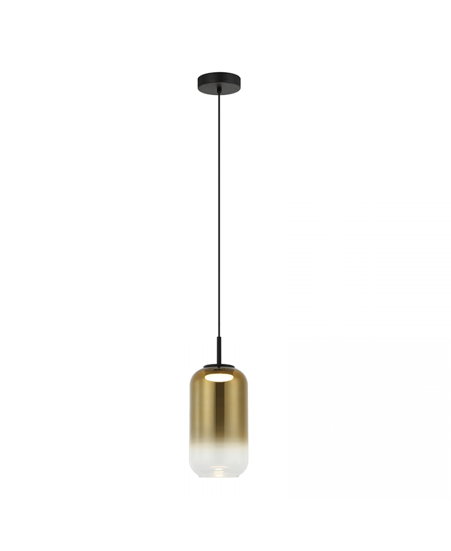 23218 PENDANT LED LIGHT 12W 3000K BLACK-GOLD GLASS Zambelis Lights