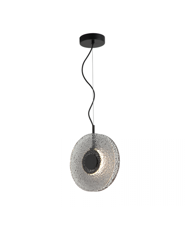 23072 PENDANT LED LIGHT 8W 3000K METAL-GLASS, BLACK-SMOKED GREY Zambelis Lights