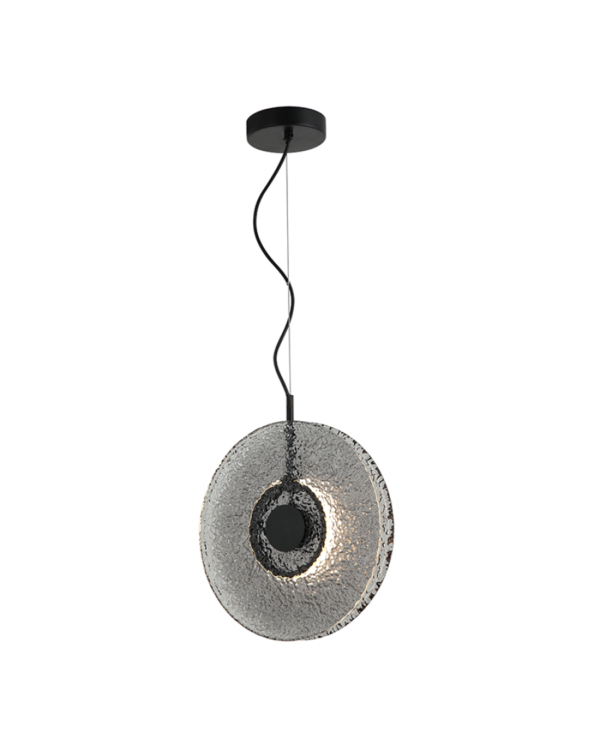 23074 PENDANT LED LIGHT 11W 3000K METAL-GLASS, BLACK-SMOKED GREY Zambelis Lights