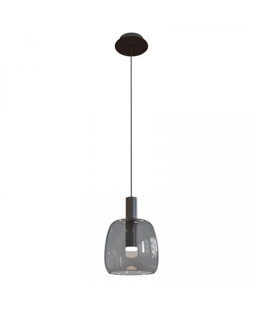 1967 PENDANT LIGHT GLASS 7W SMOKE GRAY Zambelis Lights
