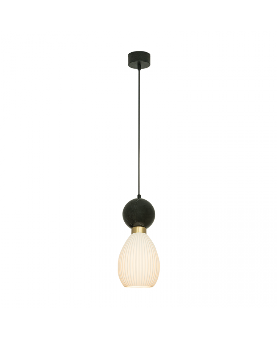 23239 PENDANT LAMP E14 MAX 15W BLACK MARBLE - BRASS Zambelis Lights
