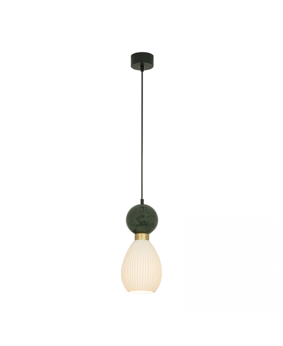 23237 PENDANT LAMP E14 MAX 15W GREEN MARBLE - BRASS Zambelis Lights