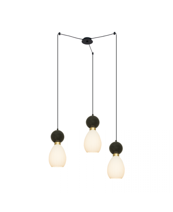 23245 PENDANT 3XE14 MAX 15W BLACK MARBLE - BRASS FOR INDOOR USE Zambelis Lights