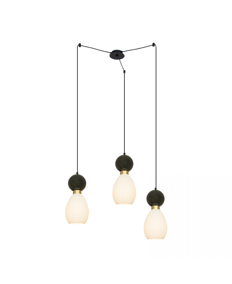 23245 PENDANT 3XE14 MAX 15W BLACK MARBLE - BRASS FOR INDOOR USE Zambelis Lights